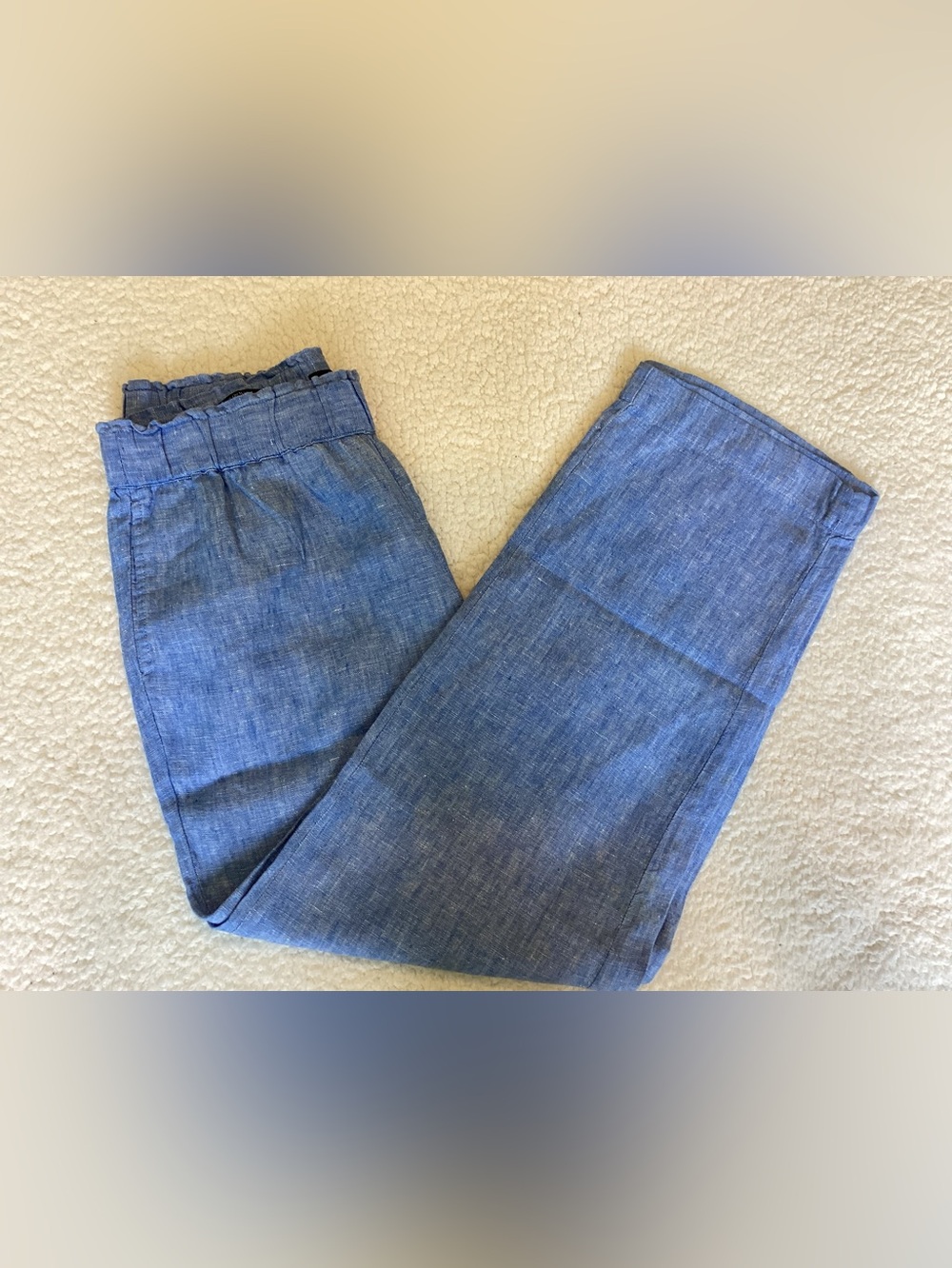 Talbots Nantucket Linen Wide Leg Pants MP Blue Coastal Quiet Luxury